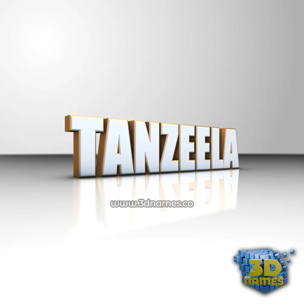 tanzeela in White'n'Gold style - 3D name wallpaper