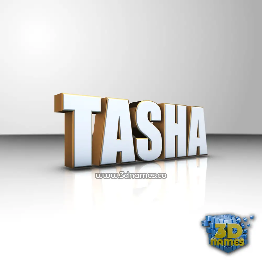 tasha in White'n'Gold style - 3D name wallpaper
