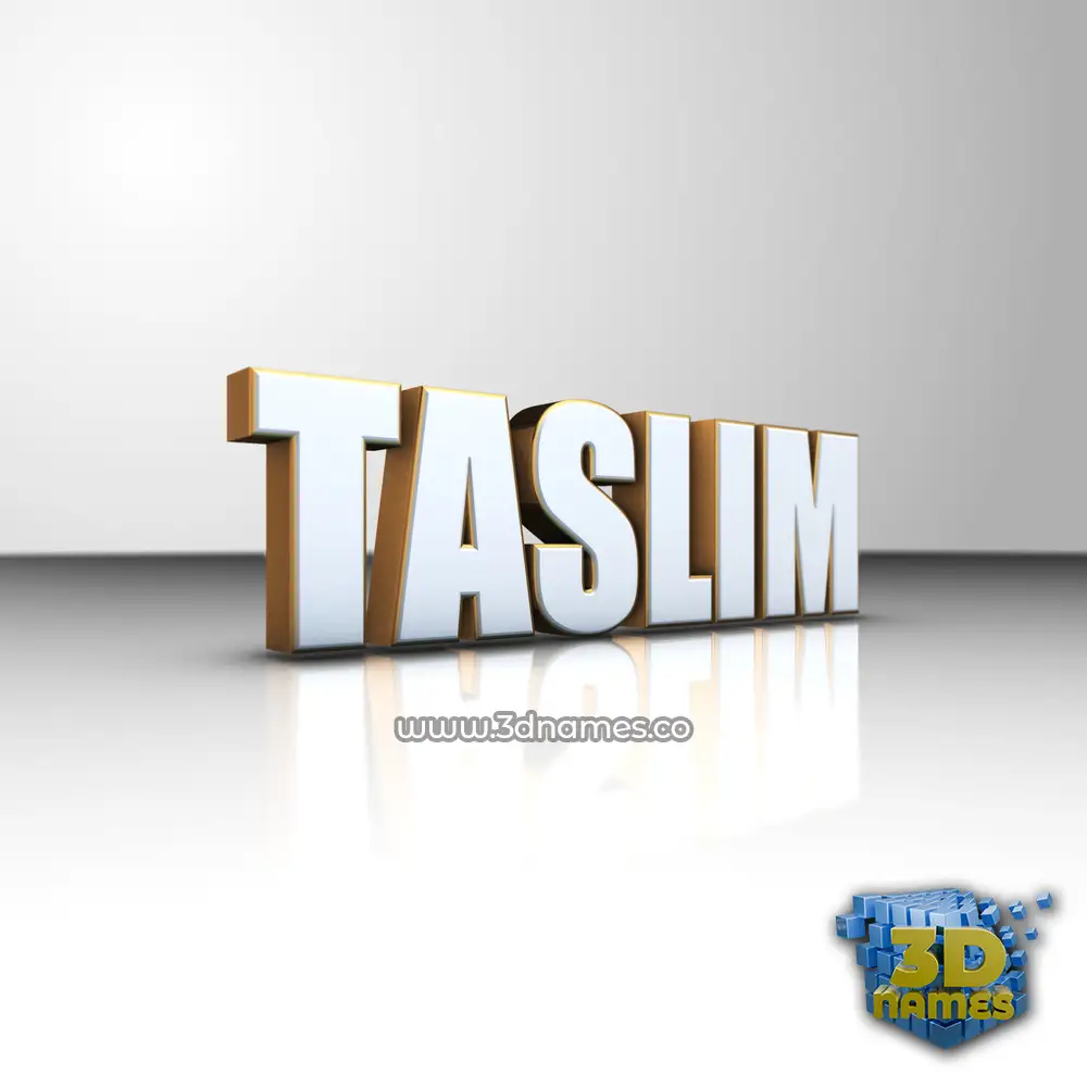 taslim in White'n'Gold style - 3D name wallpaper
