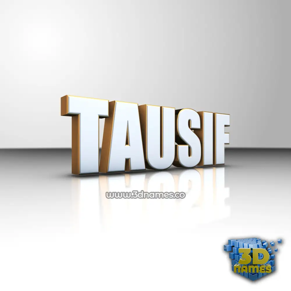 tausif in White'n'Gold style - 3D name wallpaper