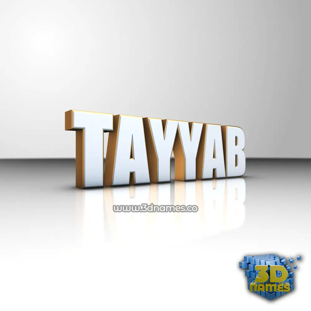 tayyab in White'n'Gold style - 3D name wallpaper