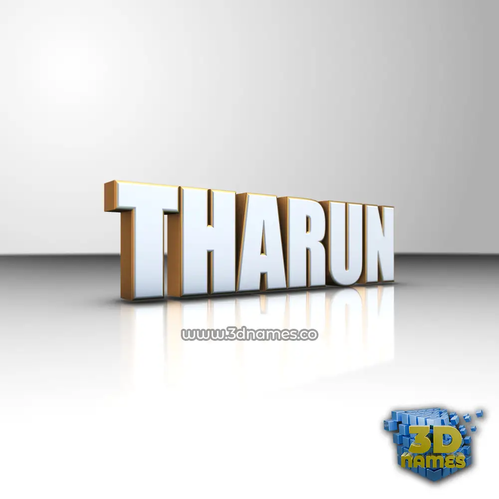 tharun in White'n'Gold style - 3D name wallpaper