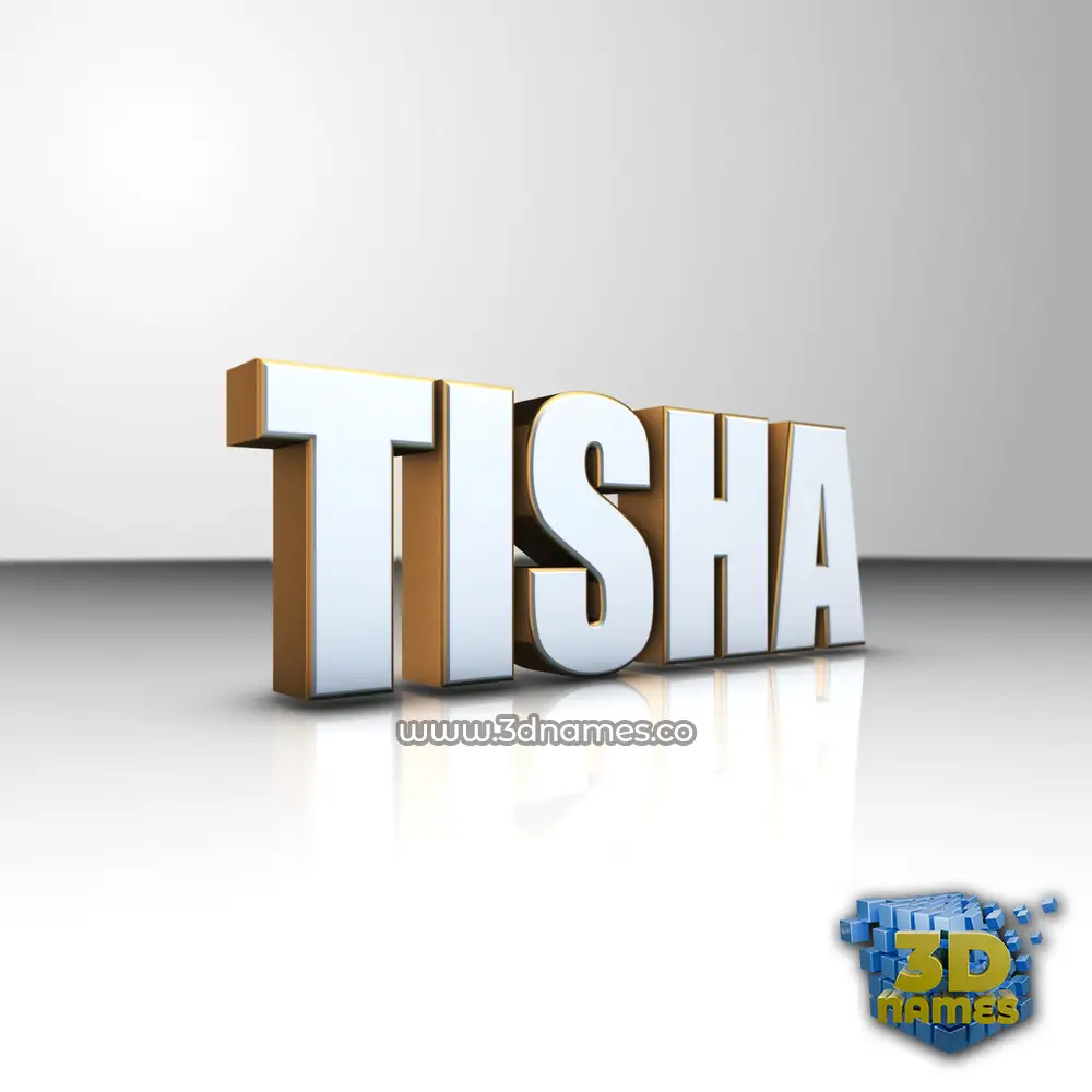 tisha in White'n'Gold style - 3D name wallpaper