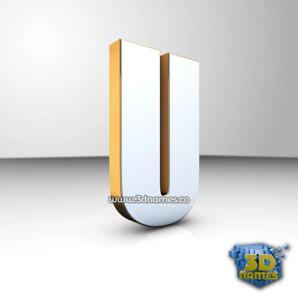 u in White'n'Gold style - 3D name wallpaper