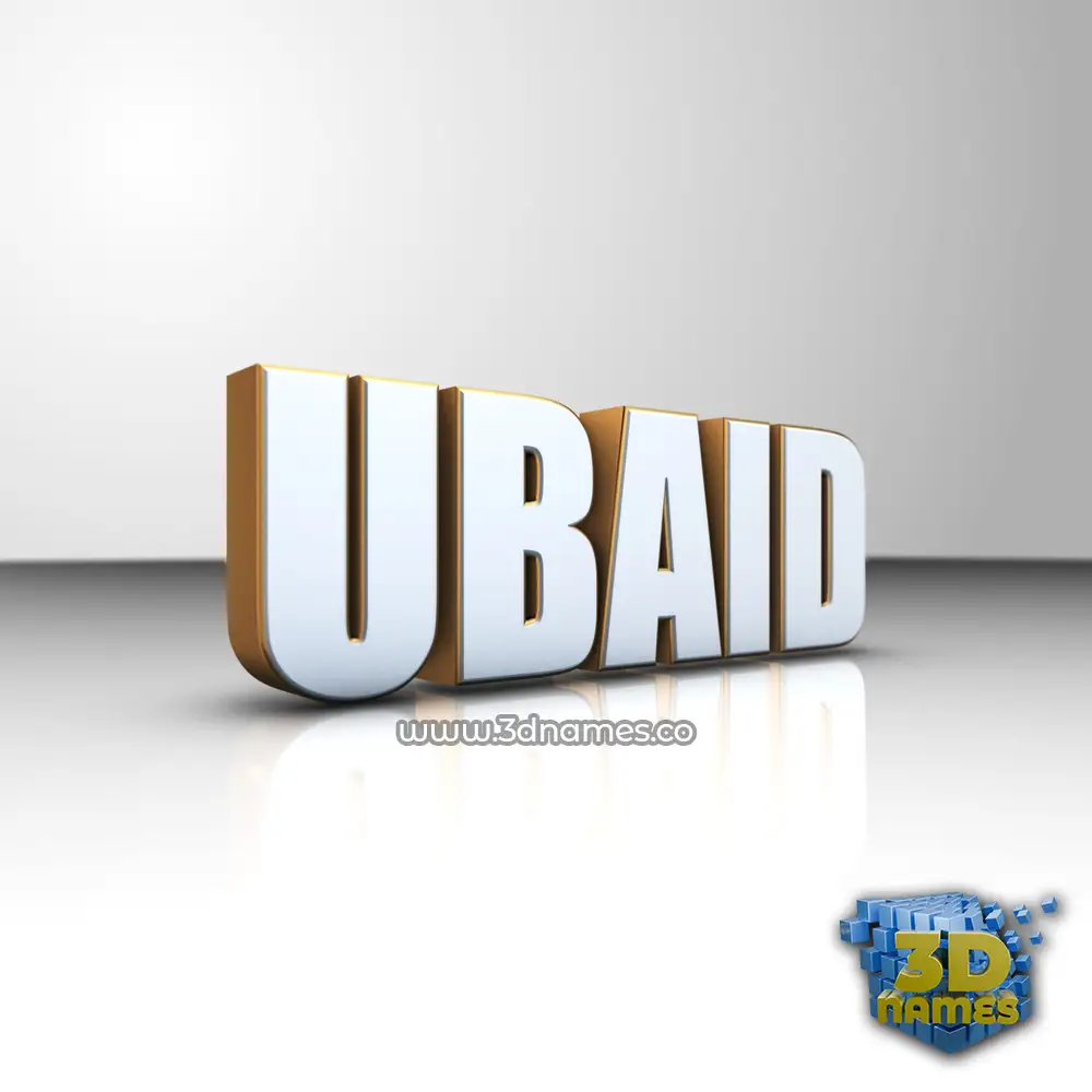 ubaid in White'n'Gold style - 3D name wallpaper