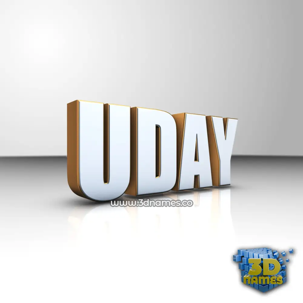 uday in White'n'Gold style - 3D name wallpaper
