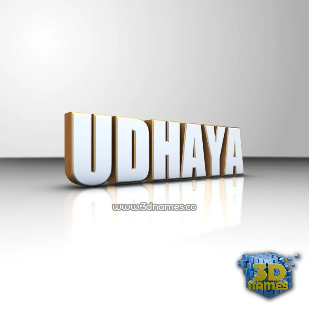 udhaya in White'n'Gold style - 3D name wallpaper