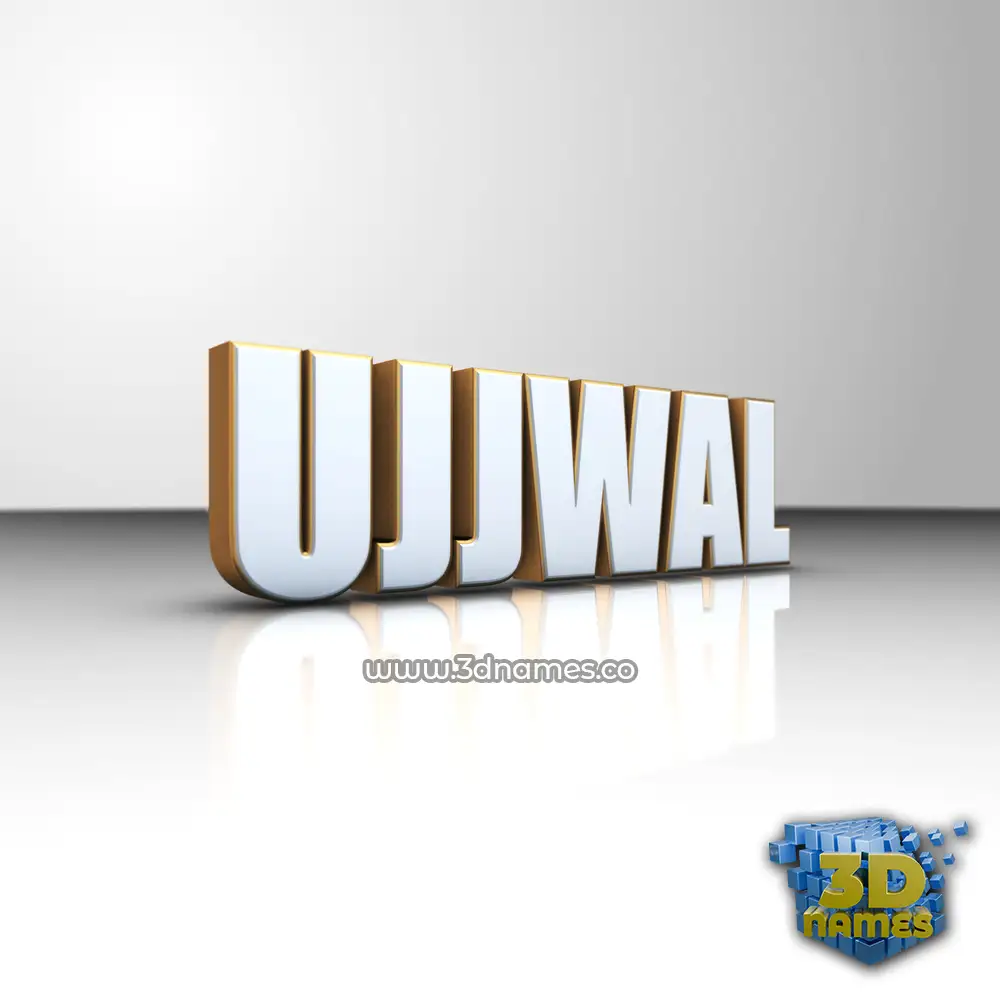 ujjwal in White'n'Gold style - 3D name wallpaper