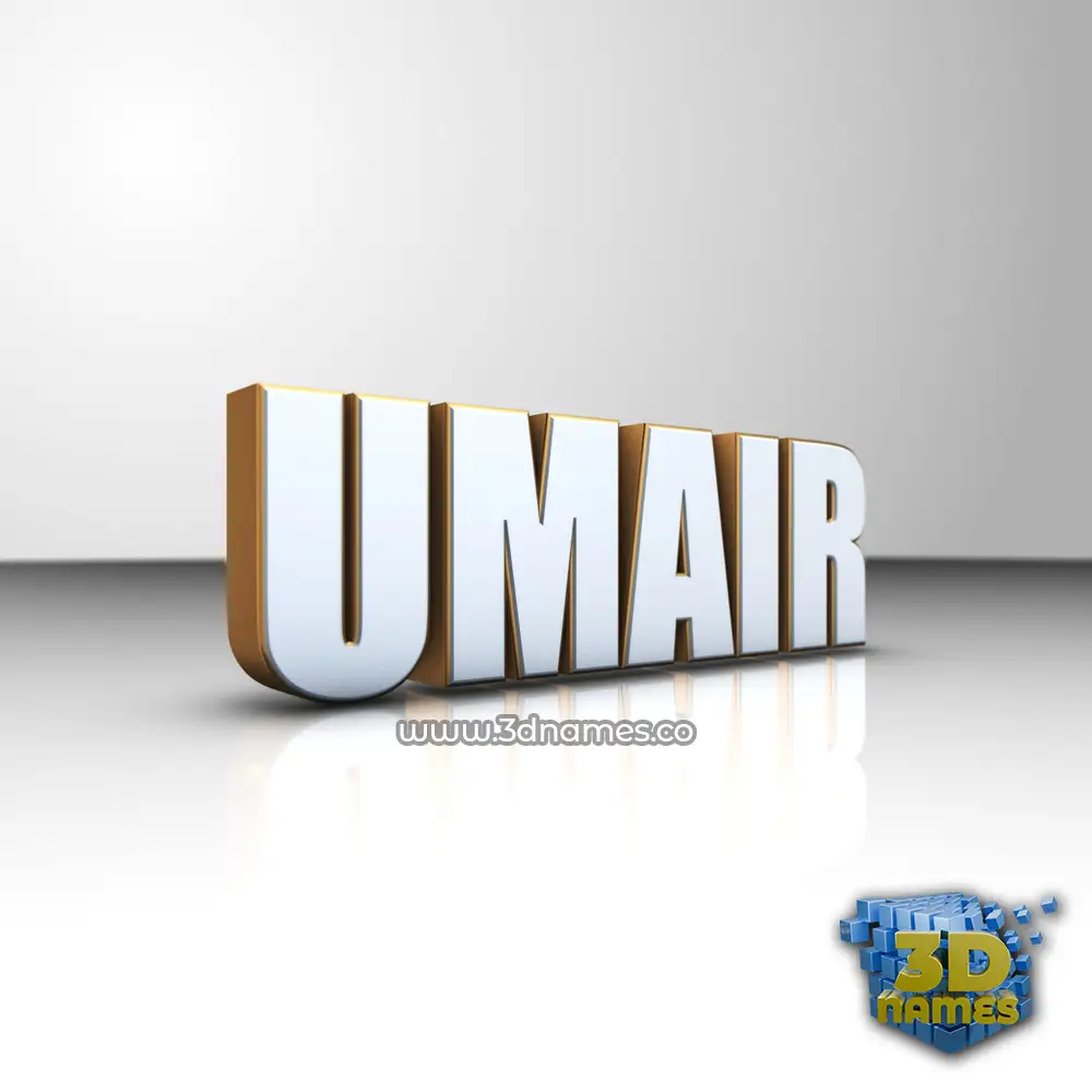 umair in White'n'Gold style - 3D name wallpaper