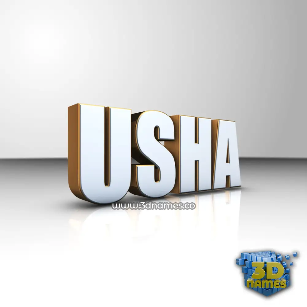 usha in White'n'Gold style - 3D name wallpaper