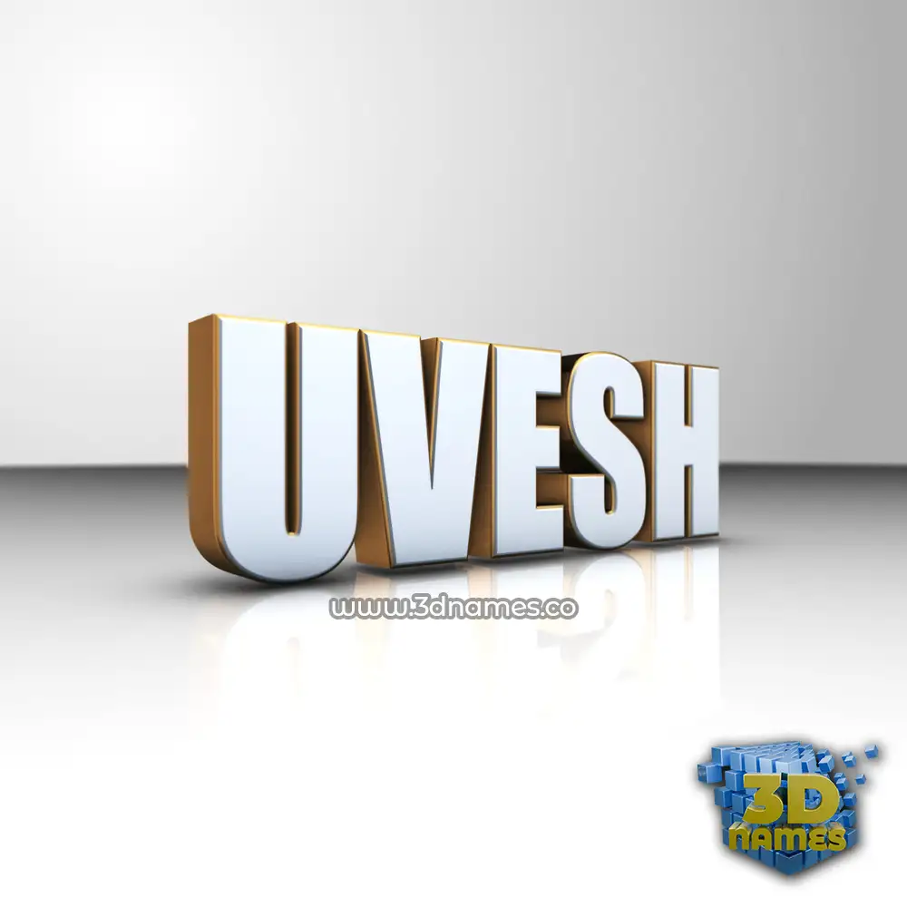 uvesh in White'n'Gold style - 3D name wallpaper