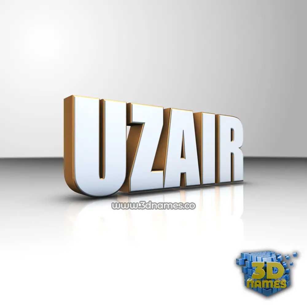 uzair in White'n'Gold style - 3D name wallpaper