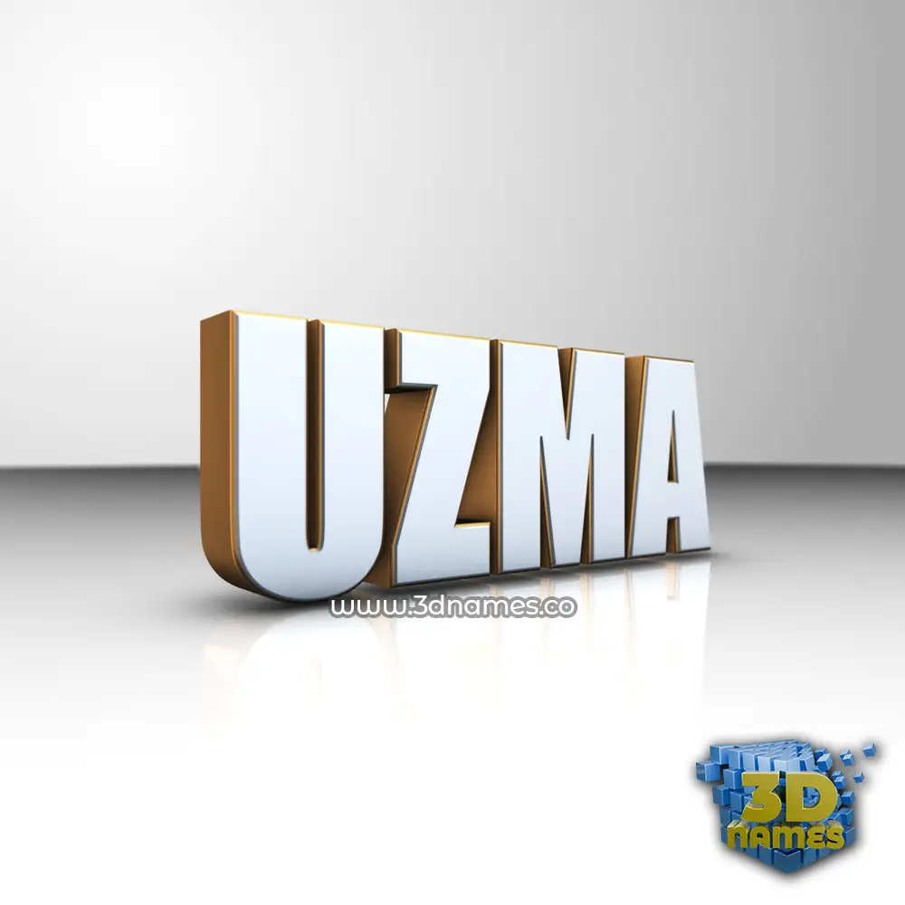 uzma in White'n'Gold style - 3D name wallpaper