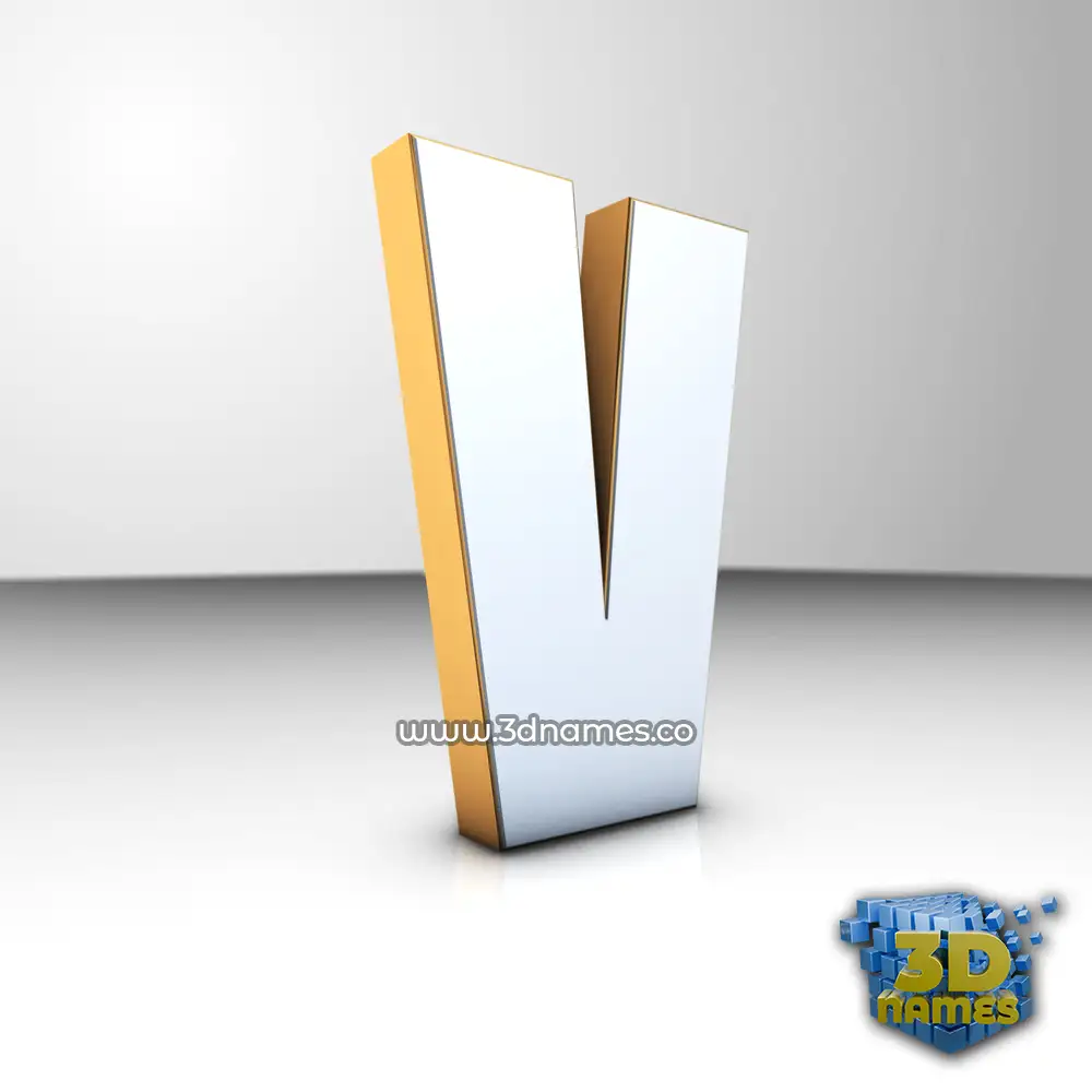 v in White'n'Gold style - 3D name wallpaper