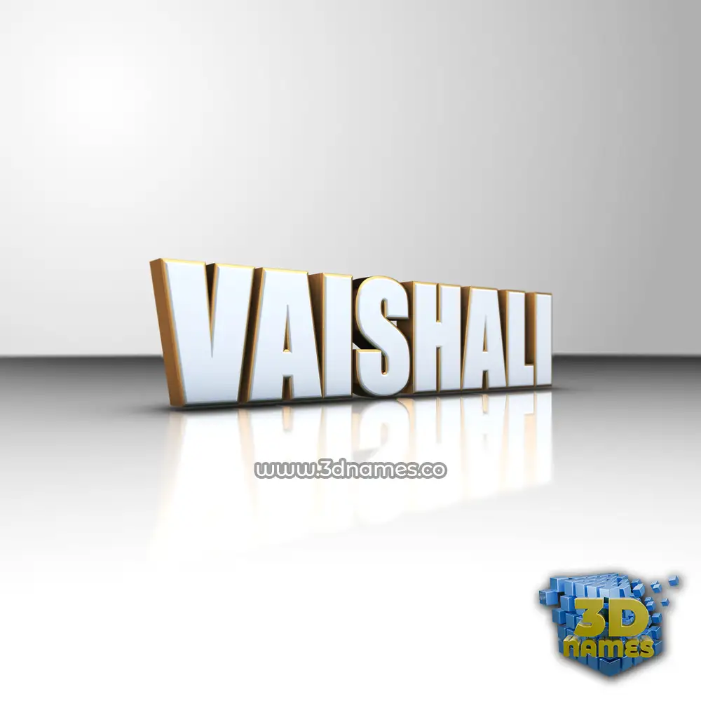 vaishali in White'n'Gold style - 3D name wallpaper