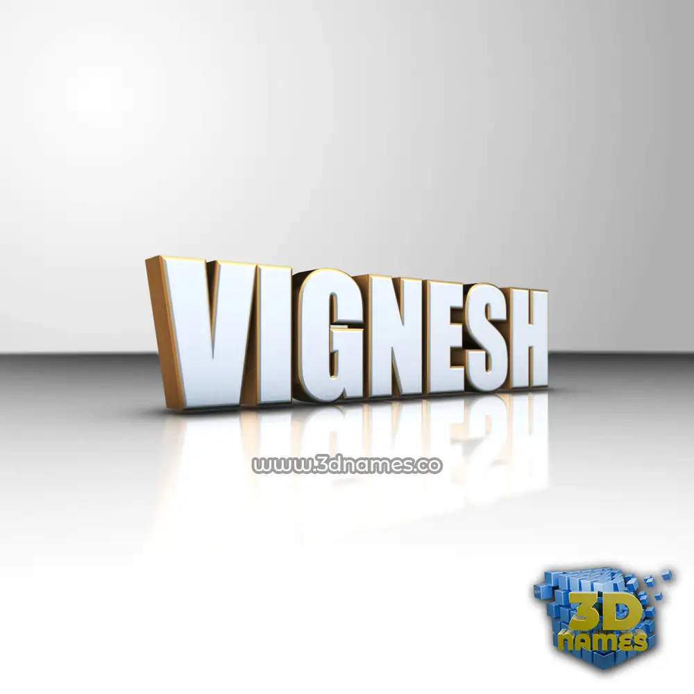 vignesh in White'n'Gold style - 3D name wallpaper
