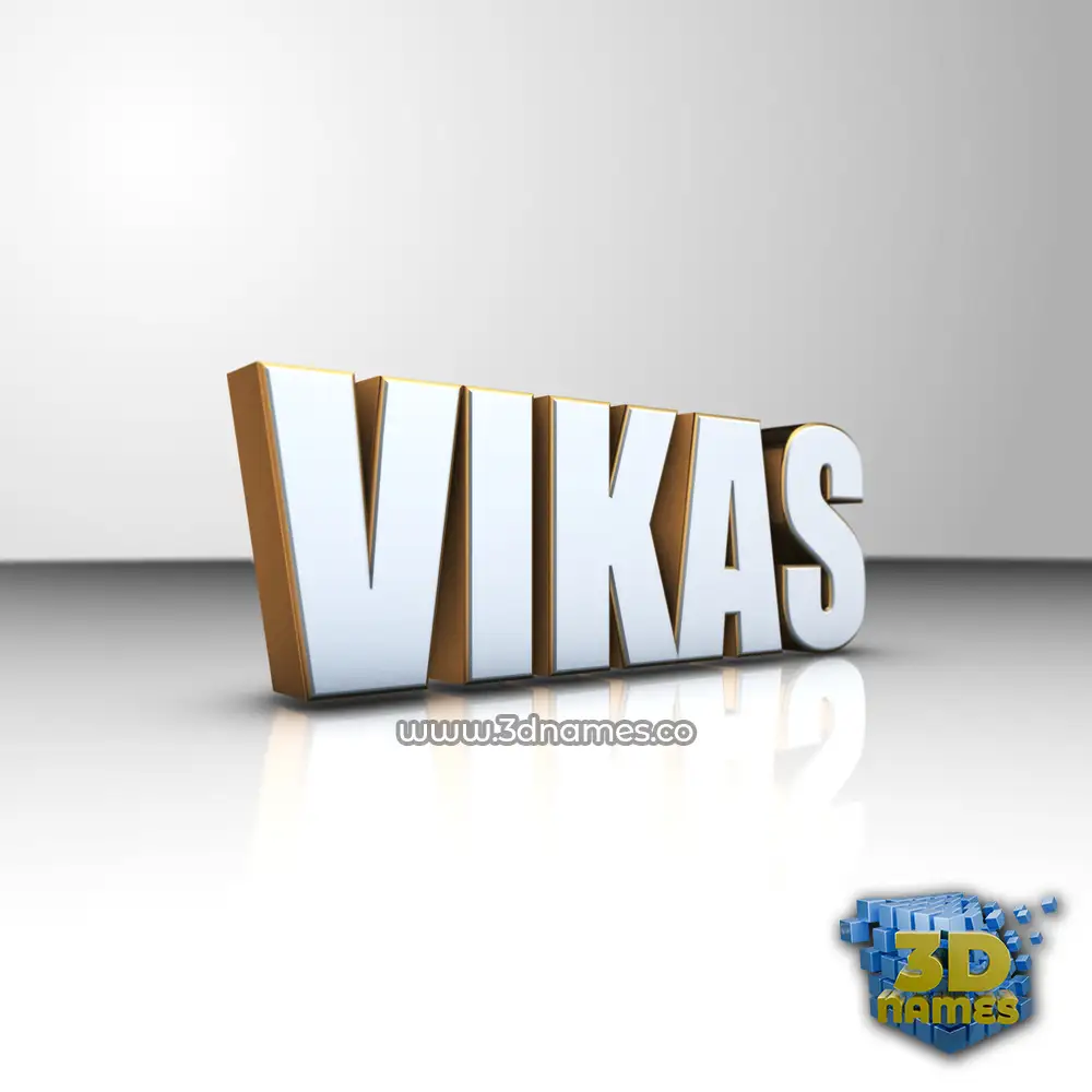 vikas in White'n'Gold style - 3D name wallpaper