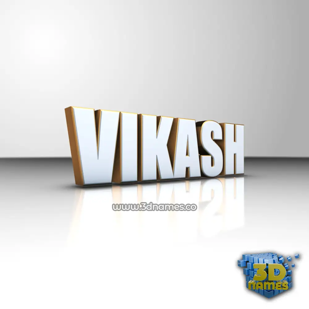 vikash in White'n'Gold style - 3D name wallpaper