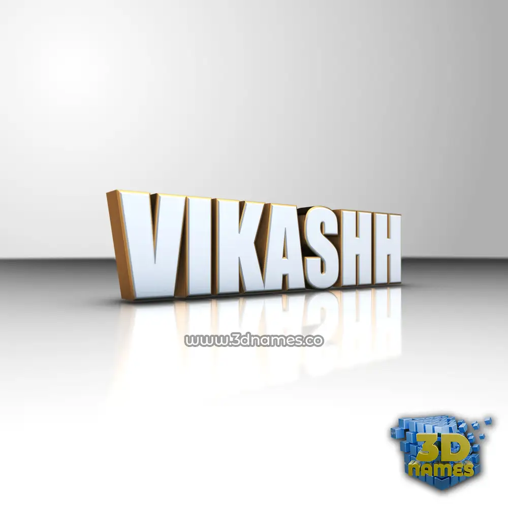 vikashh in White'n'Gold style - 3D name wallpaper