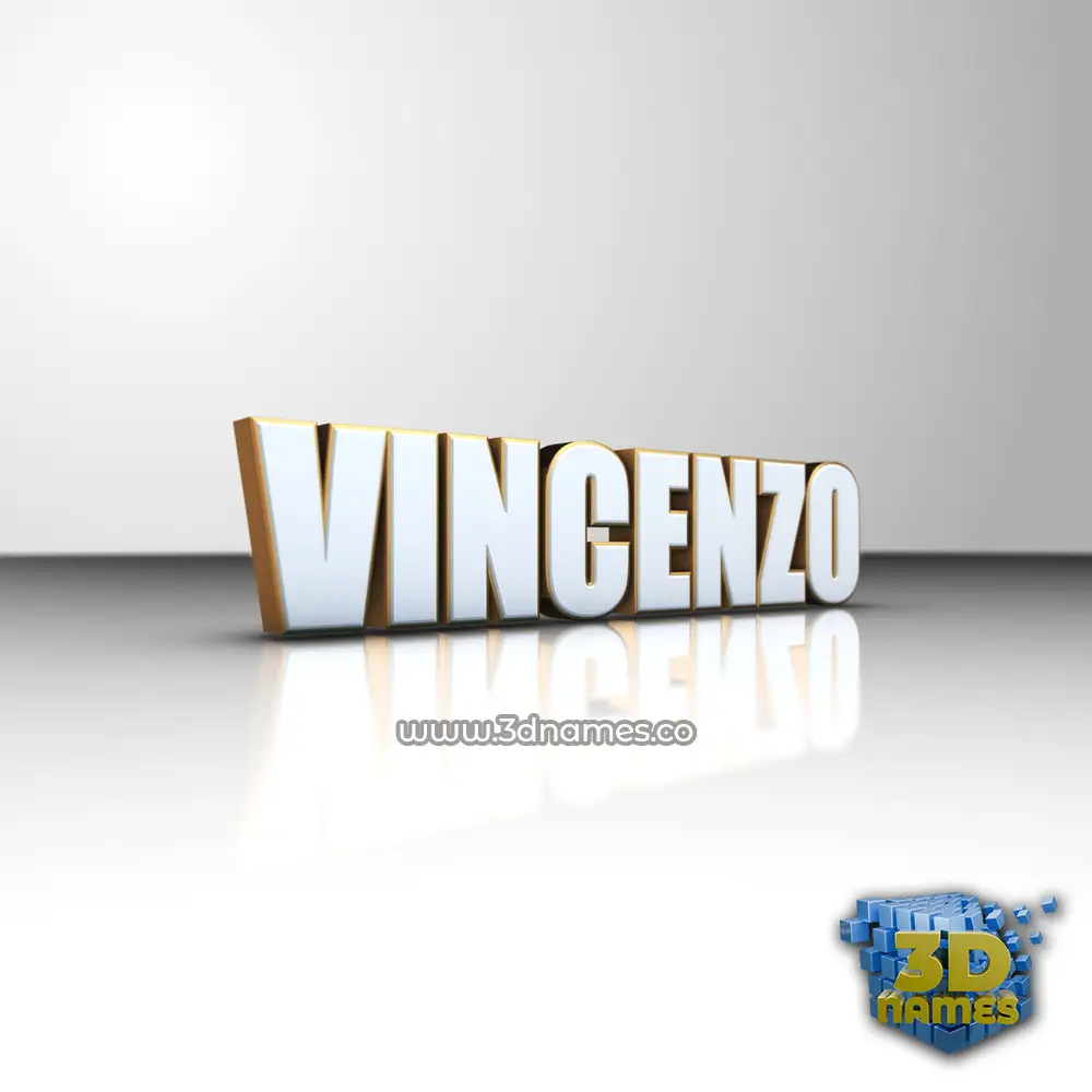 vincenzo in White'n'Gold style - 3D name wallpaper