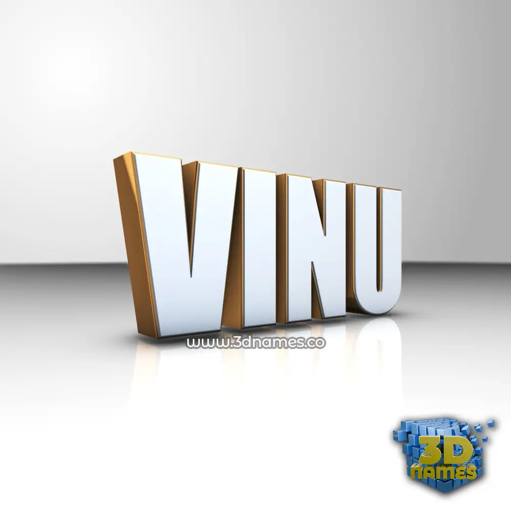 vinu in White'n'Gold style - 3D name wallpaper