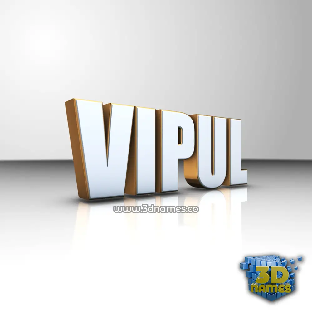 vipul in White'n'Gold style - 3D name wallpaper