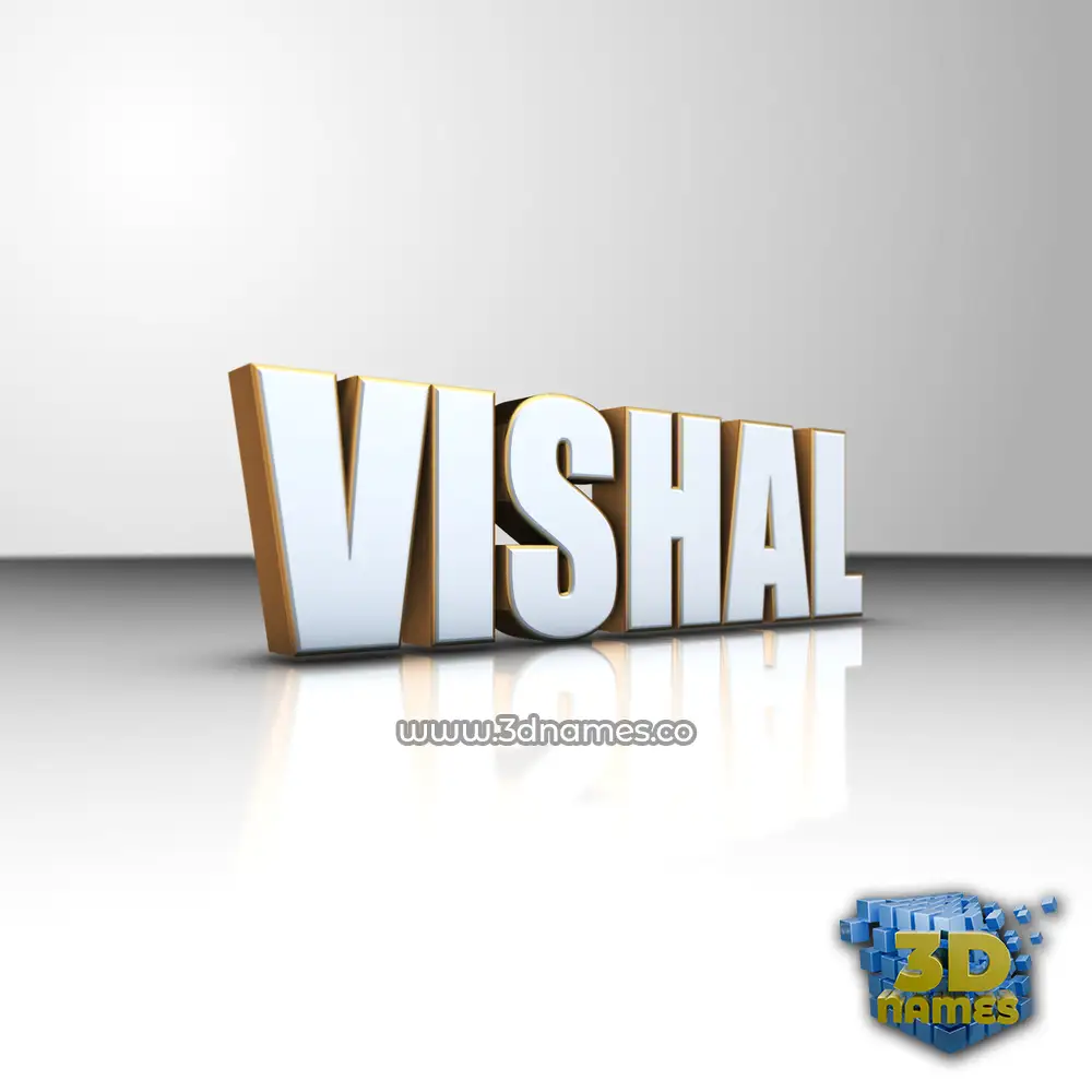 vishal in White'n'Gold style - 3D name wallpaper