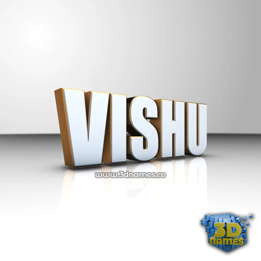 vishu in White'n'Gold style - 3D name wallpaper
