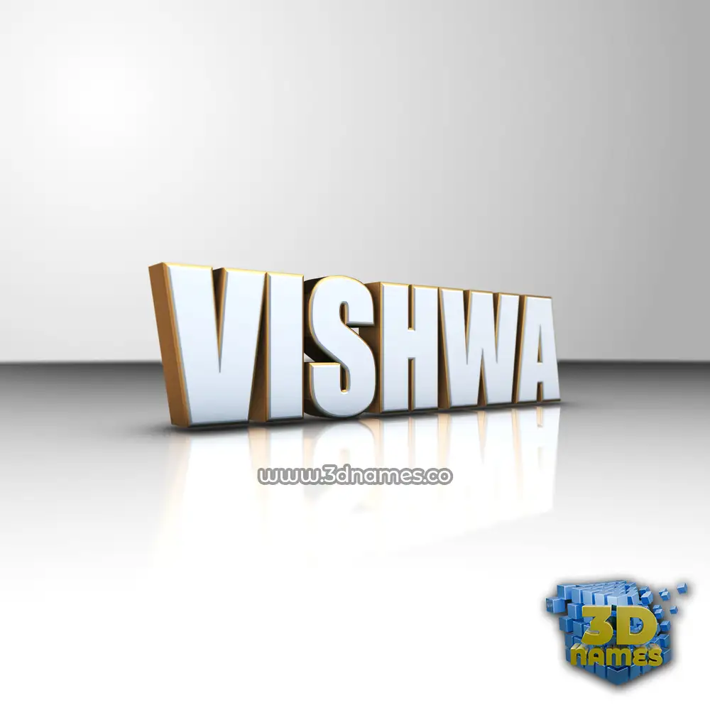 vishwa in White'n'Gold style - 3D name wallpaper