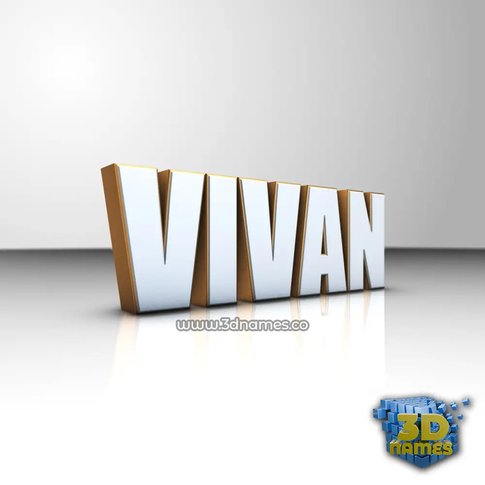 vivan in White'n'Gold style - 3D name wallpaper