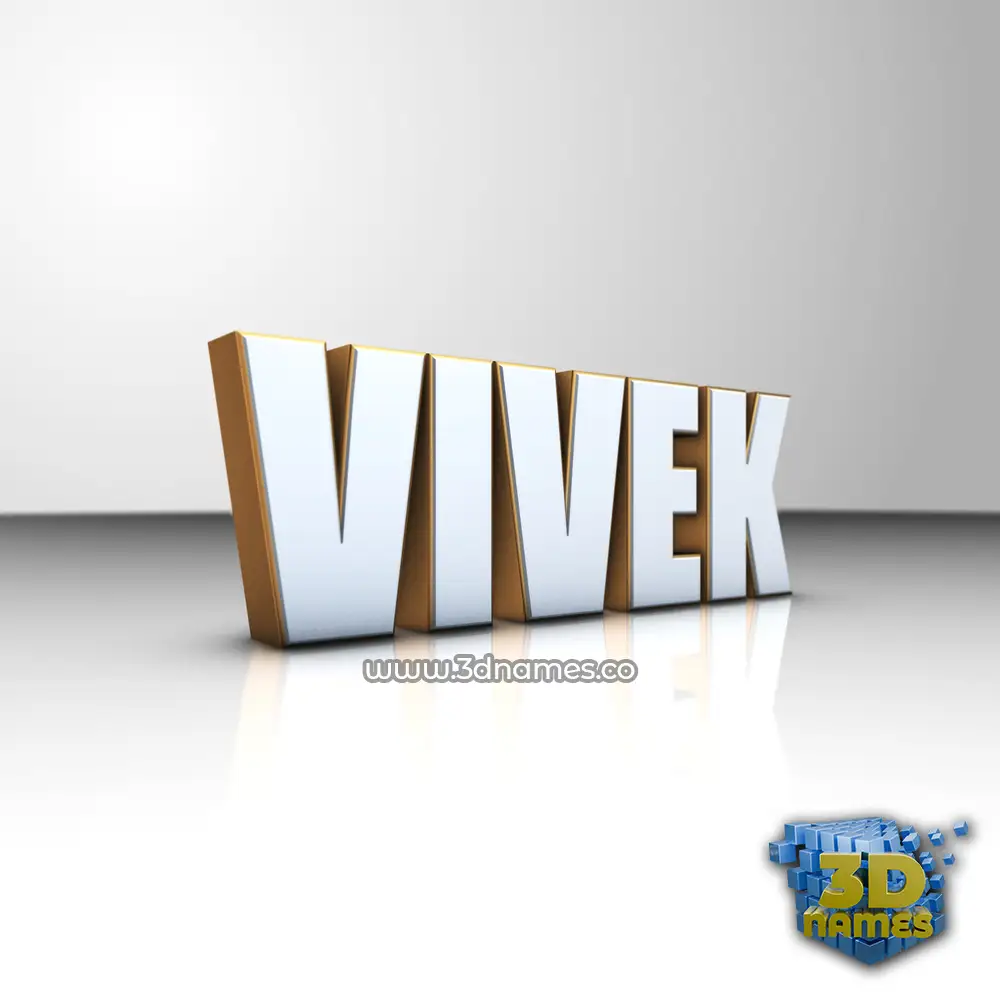 vivek in White'n'Gold style - 3D name wallpaper