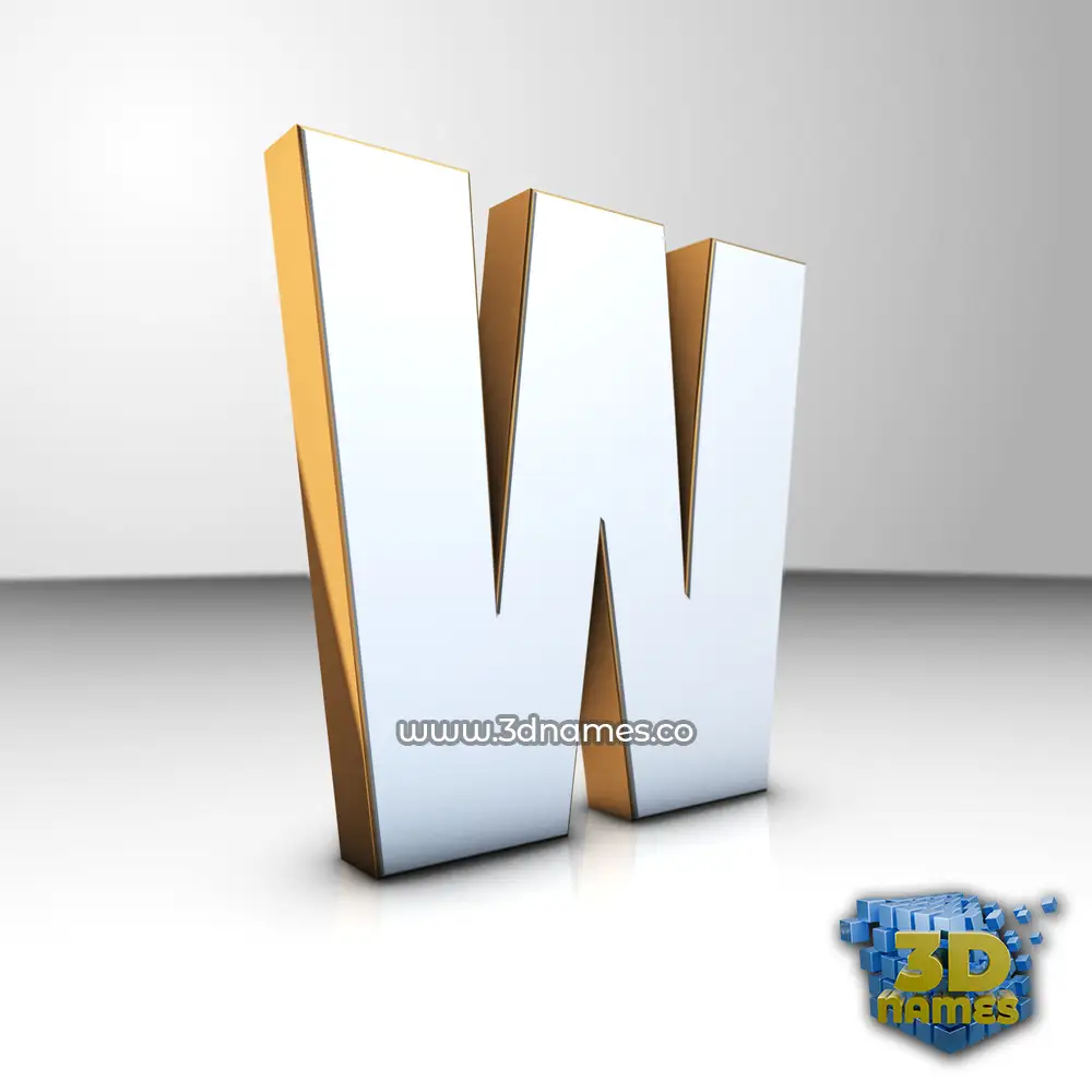 w in White'n'Gold style - 3D name wallpaper