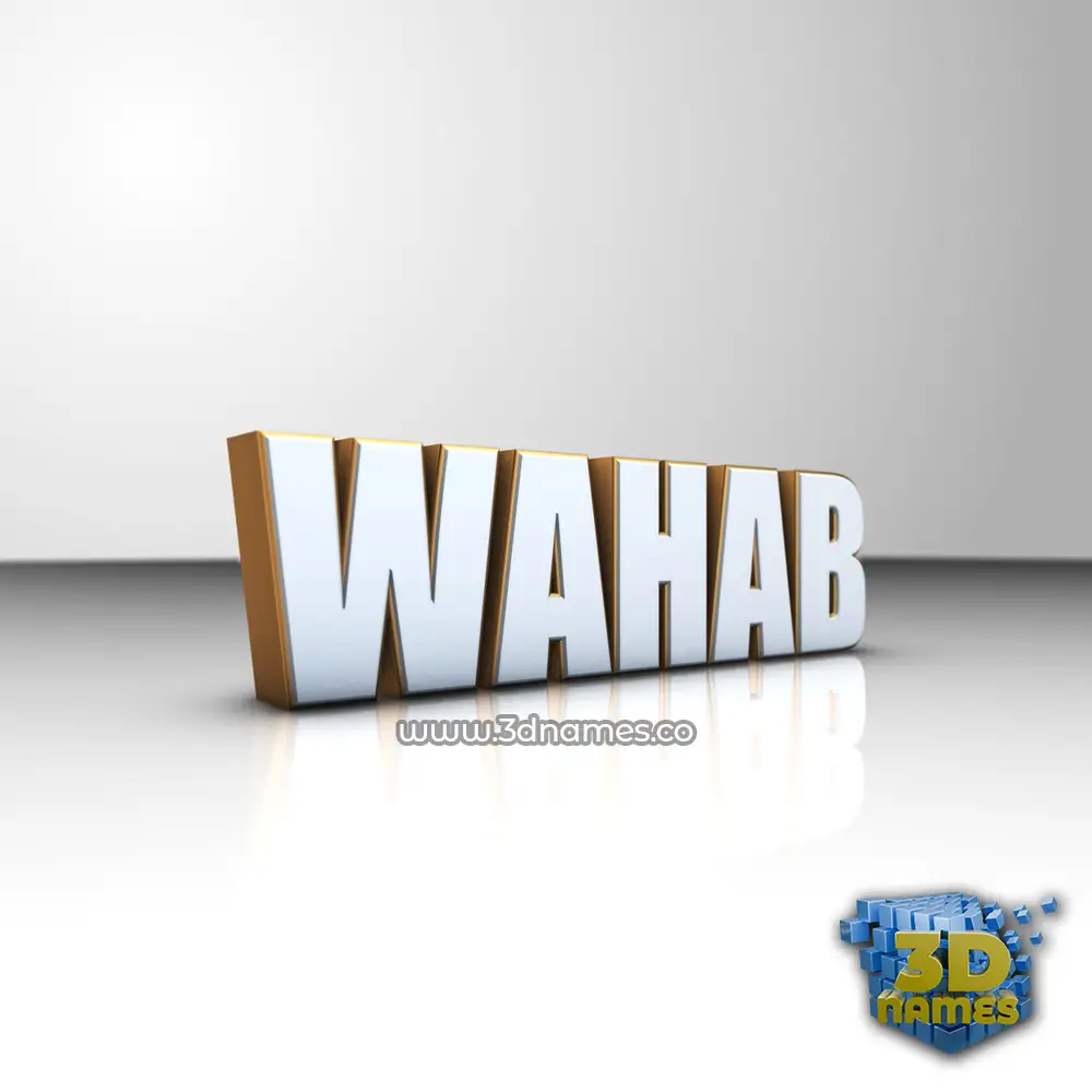 wahab in White'n'Gold style - 3D name wallpaper