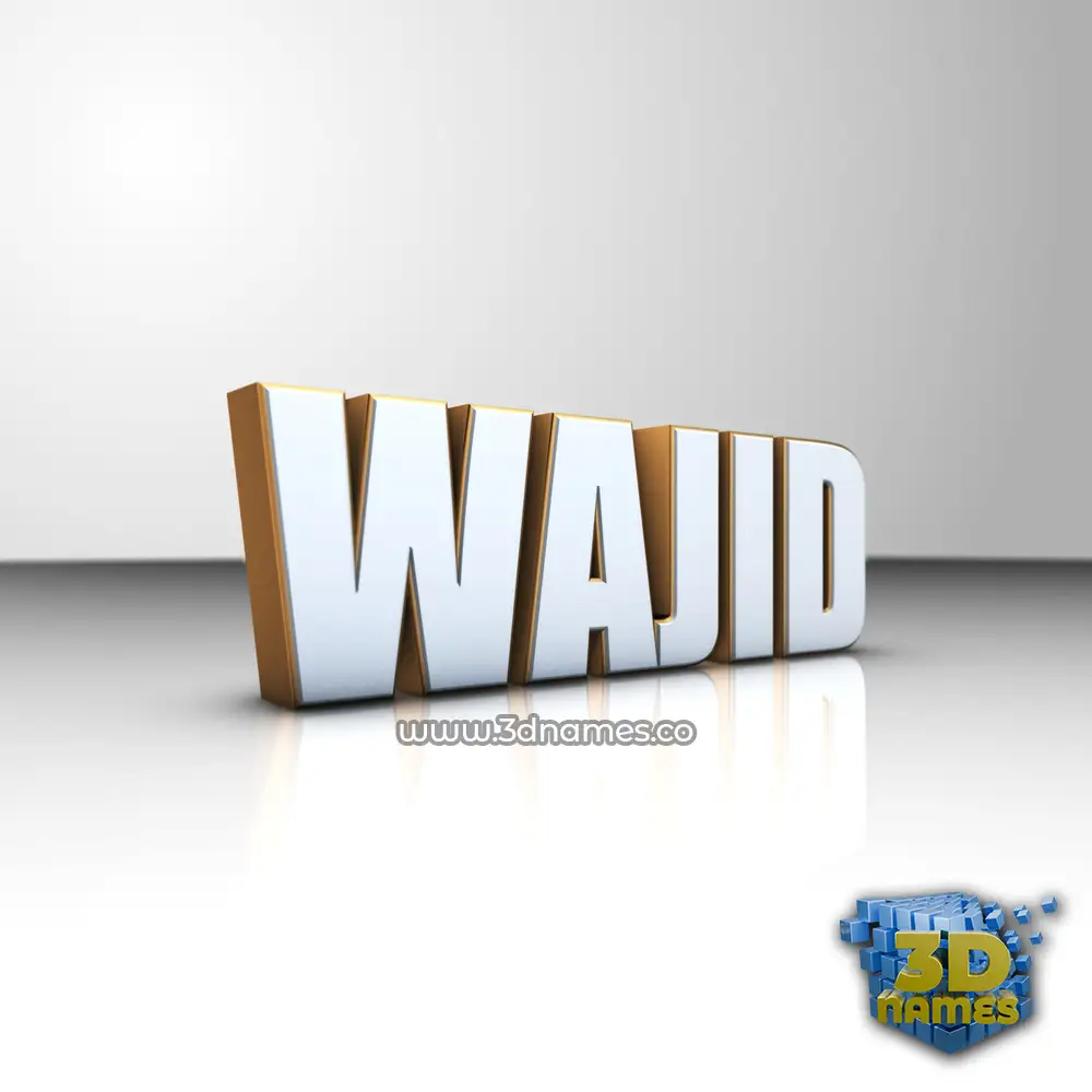 wajid in White'n'Gold style - 3D name wallpaper