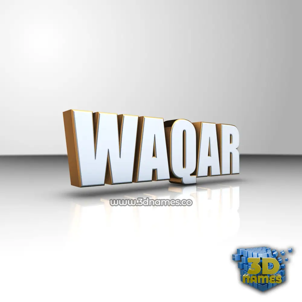 waqar in White'n'Gold style - 3D name wallpaper