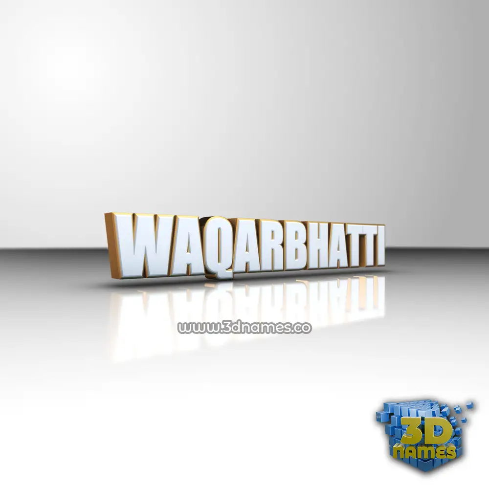 waqarbhatti in White'n'Gold style - 3D name wallpaper