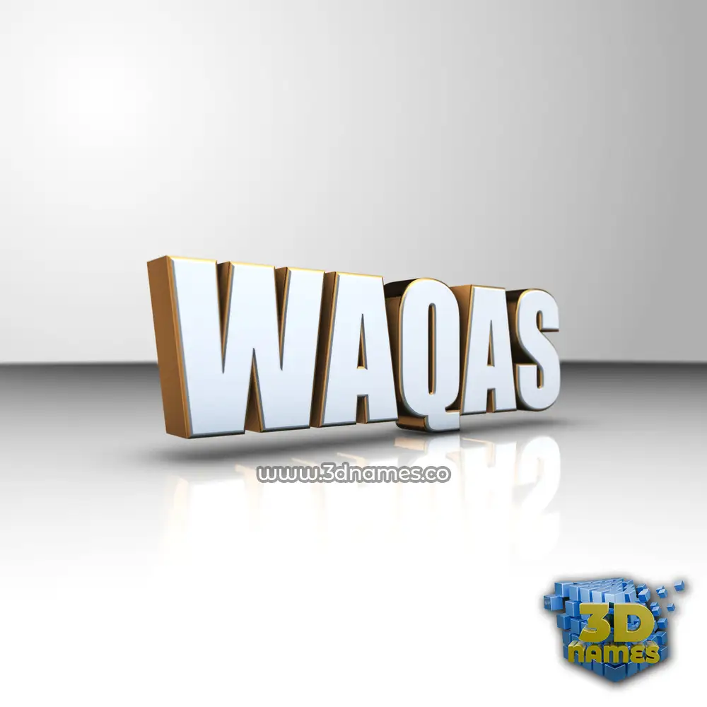 waqas in White'n'Gold style - 3D name wallpaper