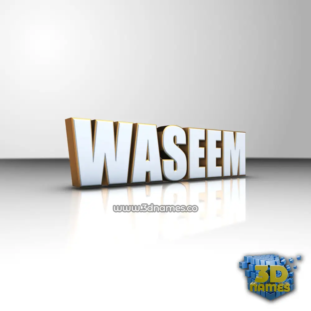 waseem in White'n'Gold style - 3D name wallpaper