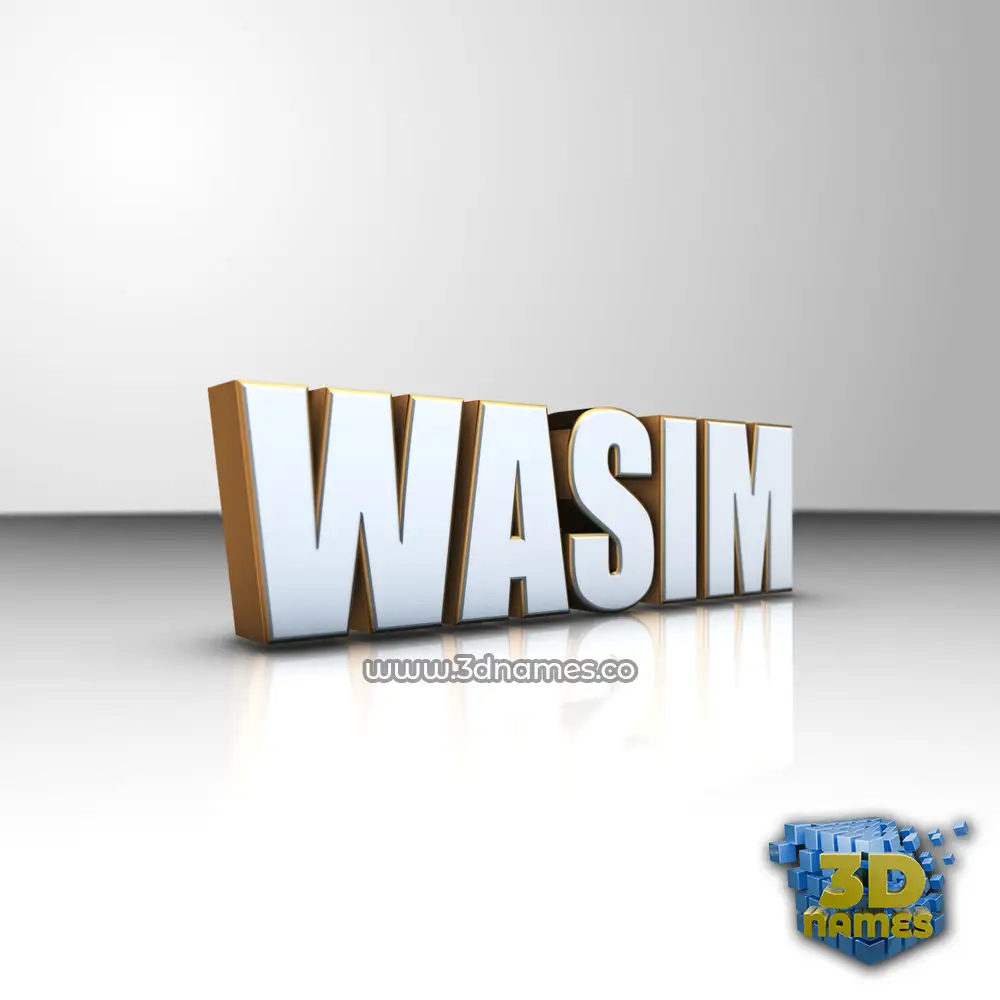 wasim in White'n'Gold style - 3D name wallpaper
