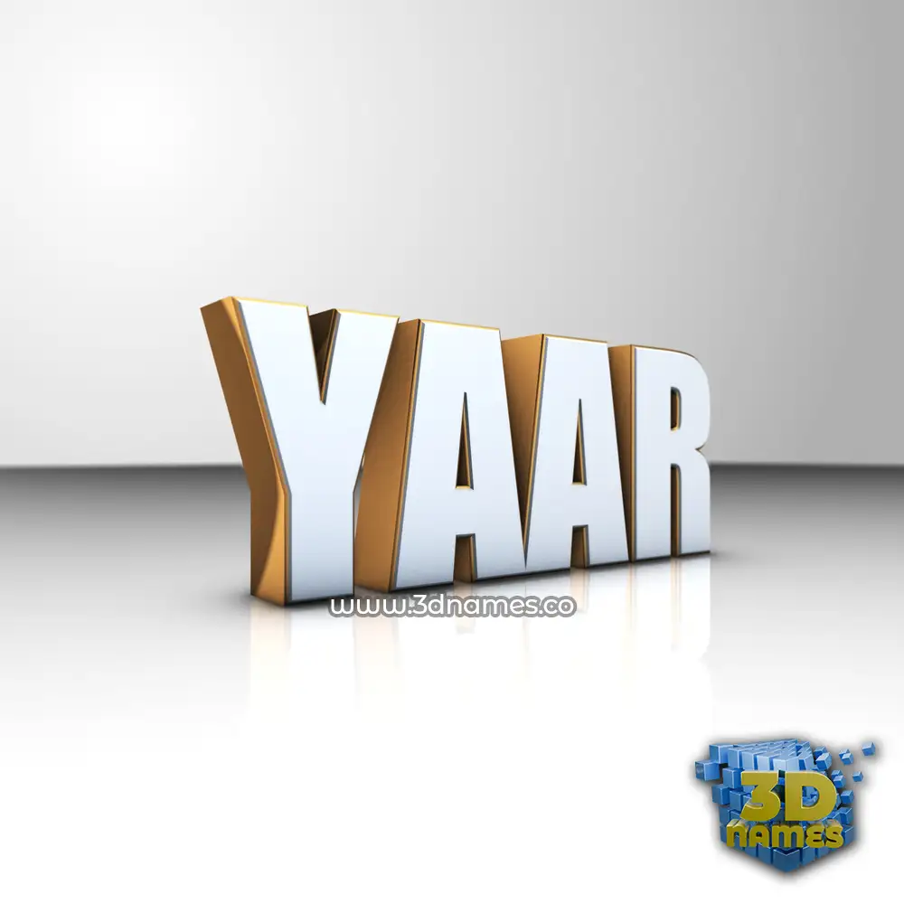 yaar in White'n'Gold style - 3D name wallpaper