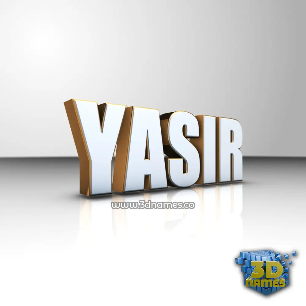 yasir in White'n'Gold style - 3D name wallpaper