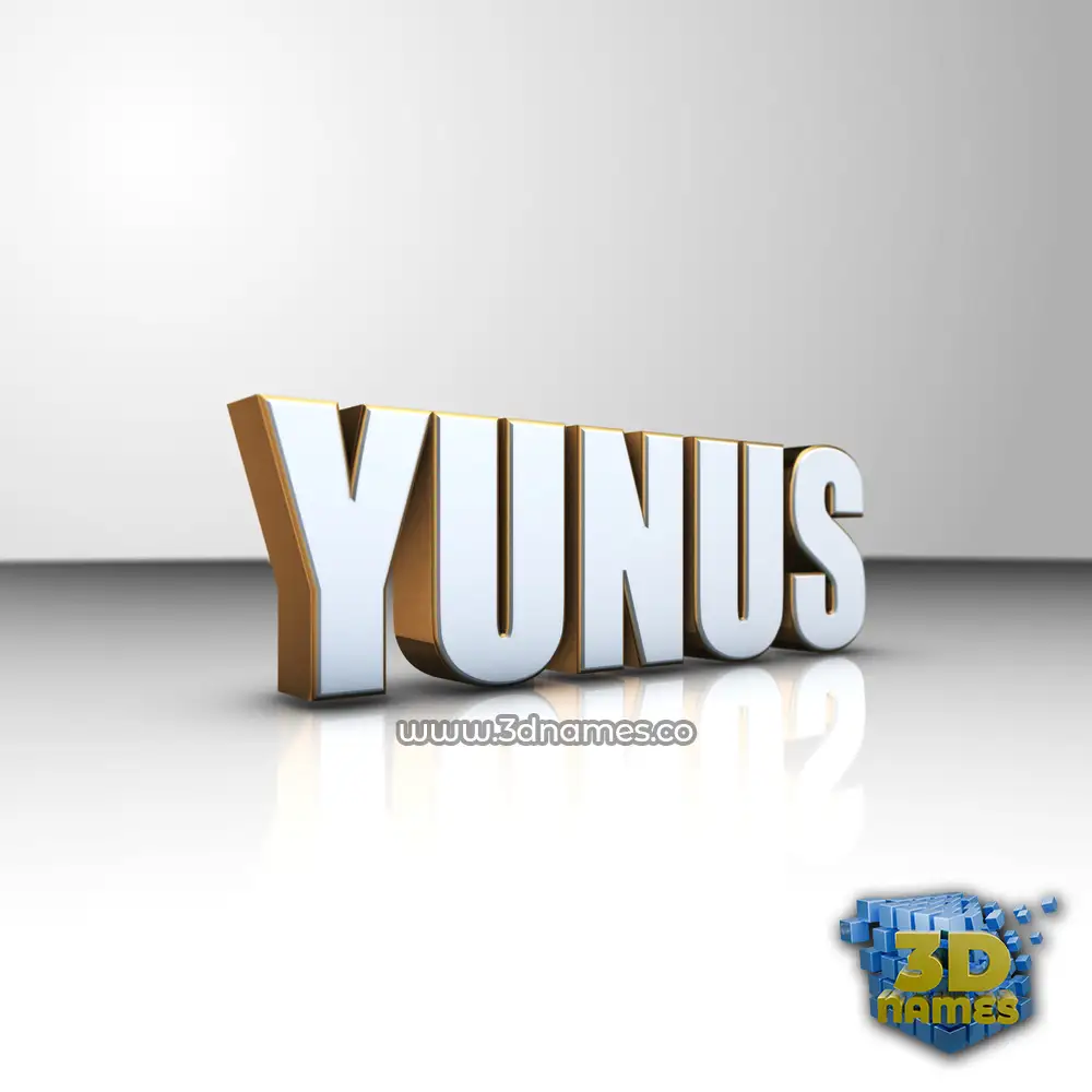 yunus in White'n'Gold style - 3D name wallpaper
