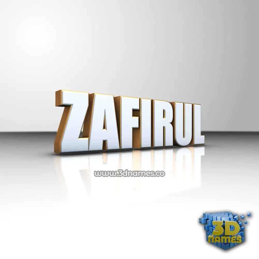 zafirul in White'n'Gold style - 3D name wallpaper