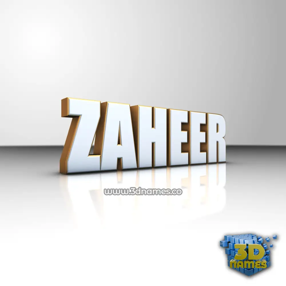 zaheer in White'n'Gold style - 3D name wallpaper