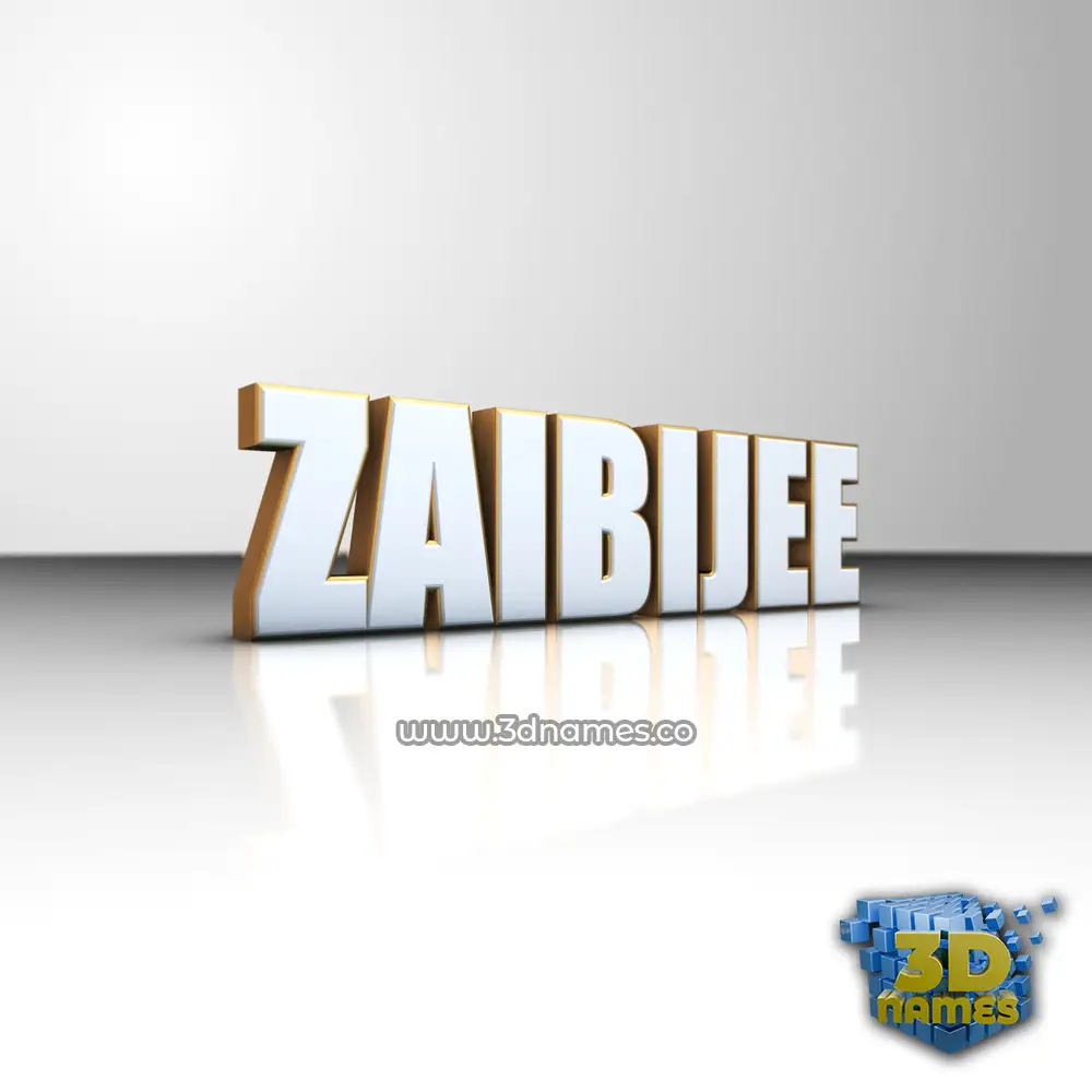 zaibijee in White'n'Gold style - 3D name wallpaper