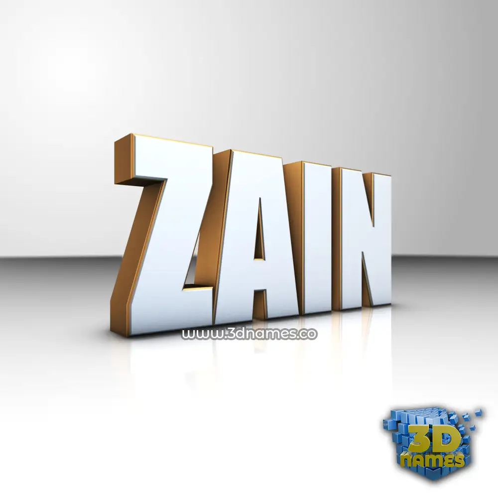 zain in White'n'Gold style - 3D name wallpaper