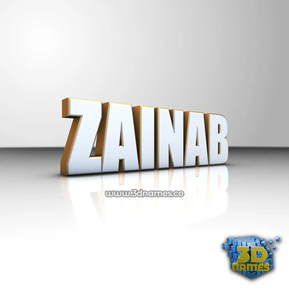 zainab in White'n'Gold style - 3D name wallpaper