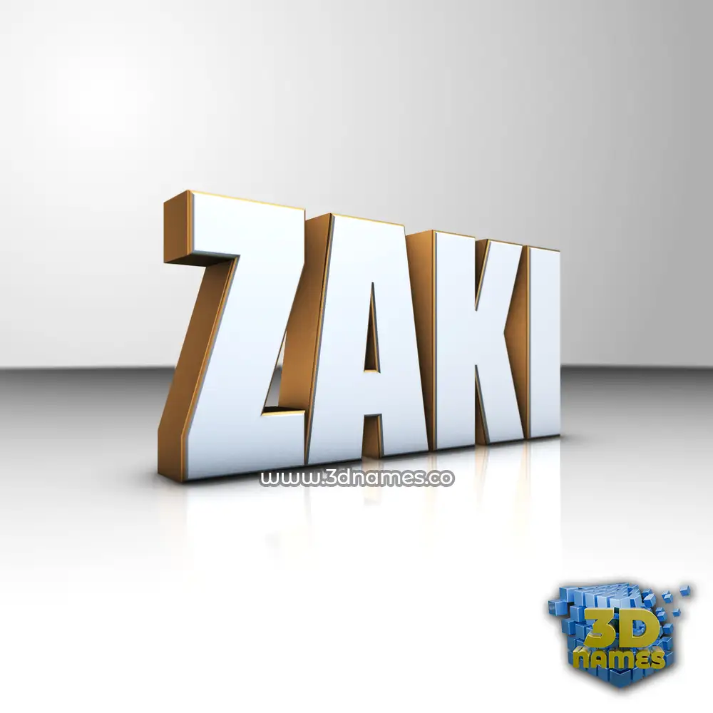 zaki in White'n'Gold style - 3D name wallpaper