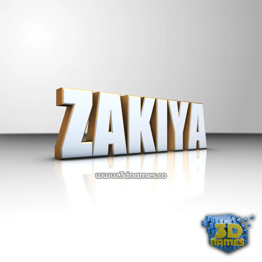 zakiya in White'n'Gold style - 3D name wallpaper