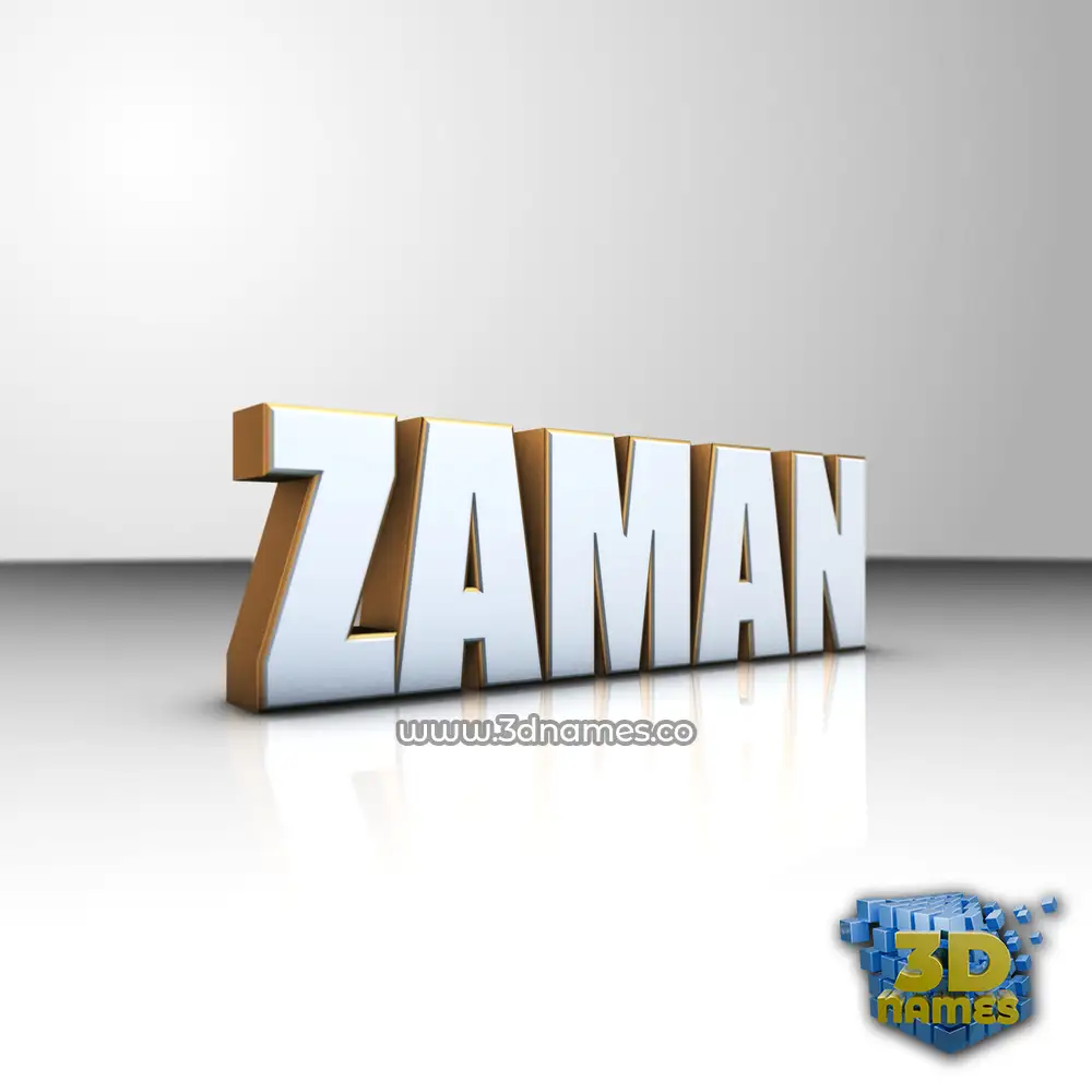 zaman in White'n'Gold style - 3D name wallpaper